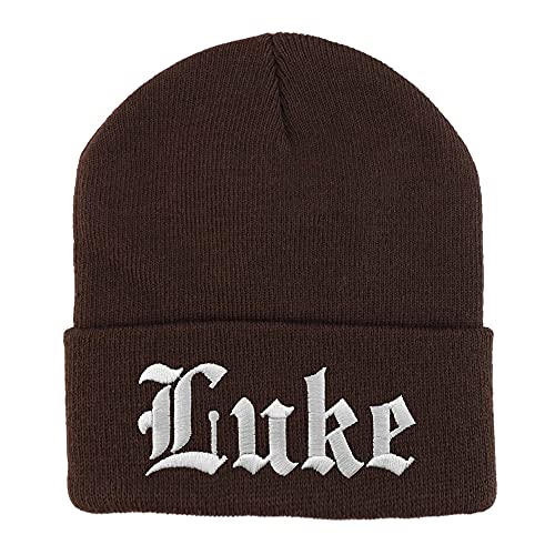 Trendy Apparel Shop Luke Old English Embroidered Long Cuff Beanie