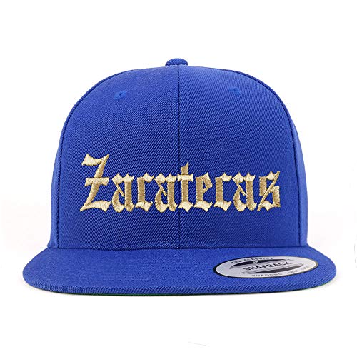 Trendy Apparel Shop Old English Zacatecas Gold Embroidered Flatbill Snapback Baseball Cap