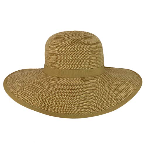 Trendy Apparel Shop UPF 50+ 4 Inch Split Brim Bow Paper Braid Tweed Sun Hat