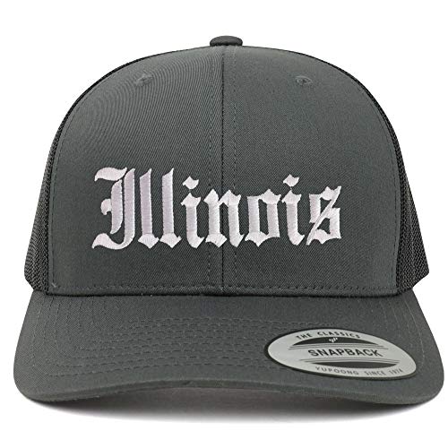 Trendy Apparel Shop Illinois State Old English 6 Panel Trucker Mesh Cap