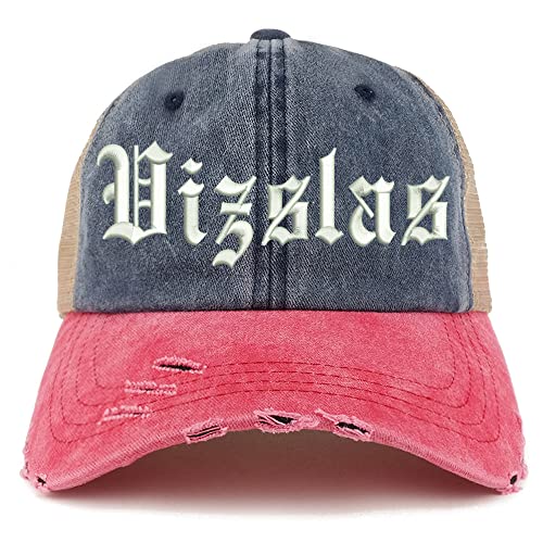 Trendy Apparel Shop Old English Vizslas Frayed Bill Trucker Mesh Back Cap