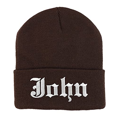Trendy Apparel Shop John Old English Embroidered Long Cuff Beanie