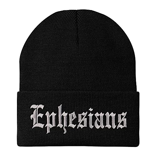 Trendy Apparel Shop Ephesians Old English Embroidered Long Cuff Beanie