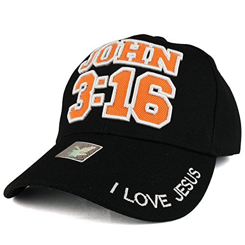 Trendy Apparel Shop John 3:16 I Love Jesus 3D Embroidered Christian Structured Baseball Cap