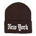 Trendy Apparel Shop New York State Old English Embroidered Long Cuff Beanie