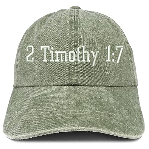 Trendy Apparel Shop 2 Timothy 1: 7 Washed Pigment Dyed Baseball Cap