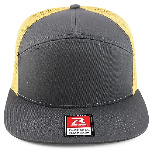 Trendy Apparel Shop Structured High Profile 7 Panel Flat Bill Mesh Back Snapback Cap