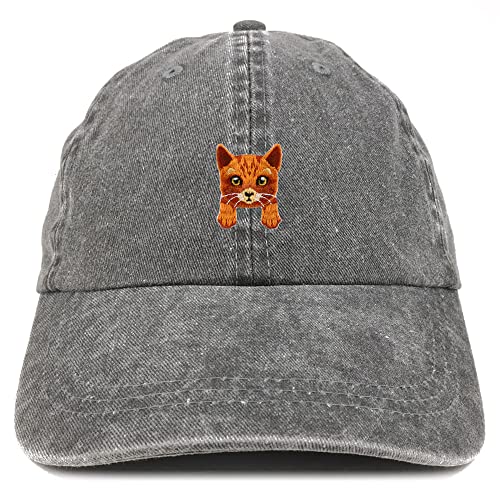 Trendy Apparel Shop Orange Bengal Cat Kitten Patch Pigment Dyed Washed Baseball Cap