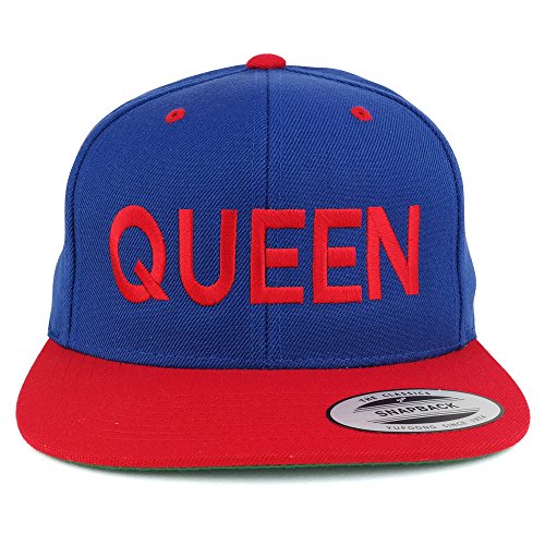 Trendy Apparel Shop Queen Two Tone Embroidered Flat Bill Snapback Cap