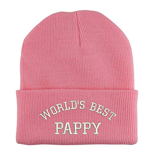 Trendy Apparel Shop World's Best Pappy Embroidered Made in USA Cuff Folded Acylic Knit Winter Beanie Hat