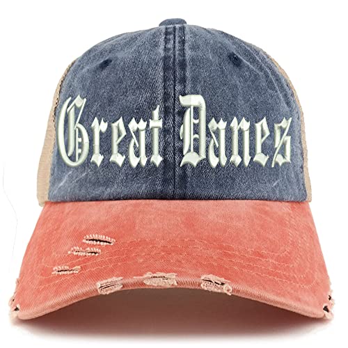 Trendy Apparel Shop Old English Great Danes Frayed Bill Trucker Mesh Back Cap
