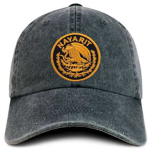 Trendy Apparel Shop Nayarit Mexico Gold Embroidered Patch Pigment Dyed Washed Baseball Cap