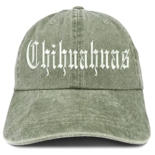 Trendy Apparel Shop Old English Chihuahuas Washed Pigment Dyed Baseball Cap