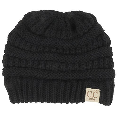 Trendy Apparel Shop Kid's Crochet Knit Winter Short Beanie Hat
