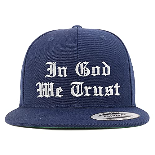 Trendy Apparel Shop in God We Trust Old English Embroidered Flatbill Snapback