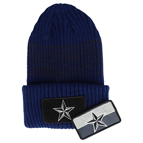 Trendy Apparel Shop Texas Lone Star Embroidered Hook and Loop Patch Long Beanie