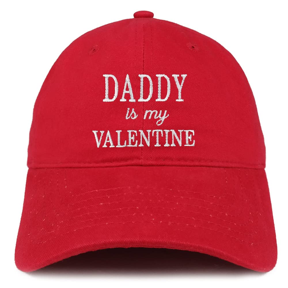 Trendy Apparel Shop Daddy is My Valentine Embroidered Low Profile Soft Cotton Baseball Cap