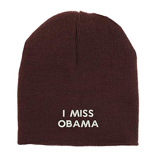 Trendy Apparel Shop I Miss Obama Embroidered Made in USA Short Acrylic Knit Winter Beanie Hat