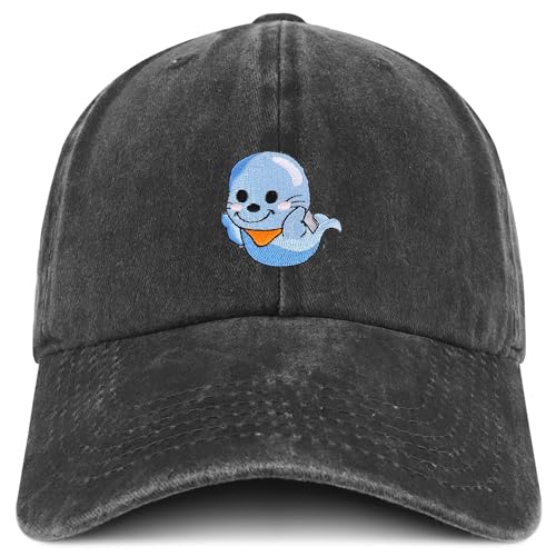 Trendy Apparel Shop Cute Seal Patch Pigment Dyed Soft Cotton Baseball Cap