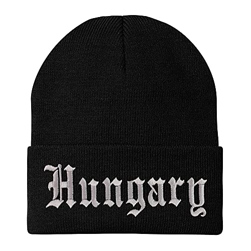 Trendy Apparel Shop Hungary Old English Embroidered Long Cuff Beanie