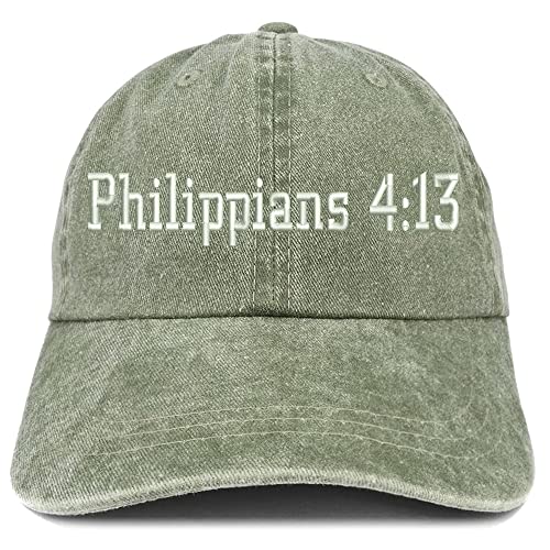 Trendy Apparel Shop Philippians 4:13 Washed Pigment Dyed Baseball Cap