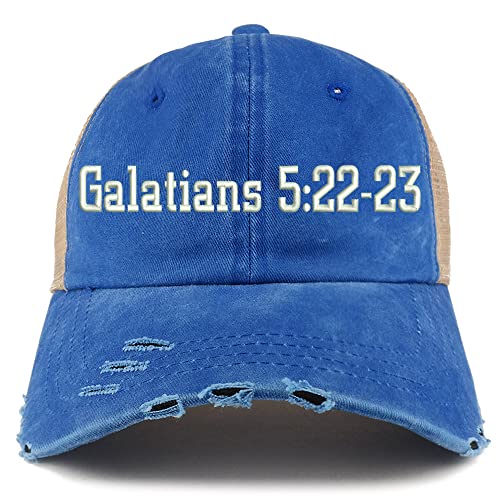 Trendy Apparel Shop Galatians 5:22-23 Frayed Bill Trucker Mesh Back Cap