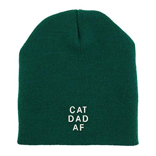 Trendy Apparel Shop Cat Dad Af Font Embroidered Made in USA Short Acrylic Knit Winter Beanie Hat