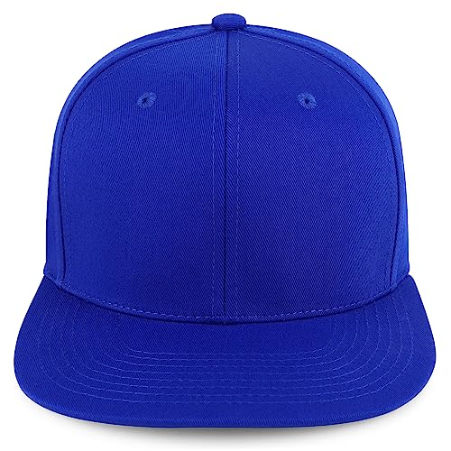 Trendy Apparel Shop 100% Cotton Plain Structured 6 Panels Flatbill Snapback Baseball Cap