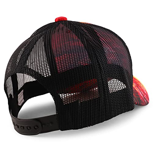 Trendy Apparel Shop Tropical Flower Hibiscus Pattern Print Trucker Mesh Ball Cap