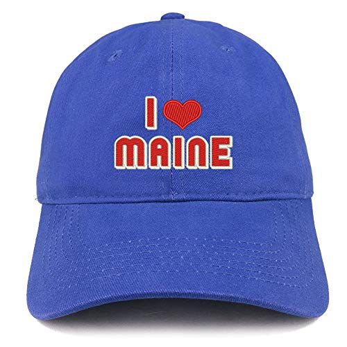 Trendy Apparel Shop I Love Maine Embroidered Soft Crown 100% Brushed Cotton Cap
