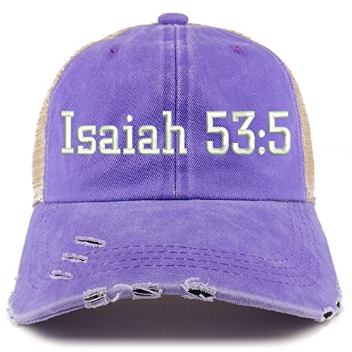Trendy Apparel Shop Isaiah 53:5 Frayed Bill Trucker Mesh Back Cap