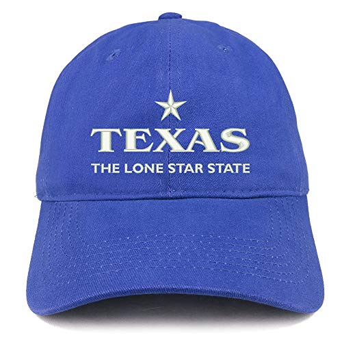 Trendy Apparel Shop The Texas Lone Star State Text Embroidered Soft Crown 100% Brushed Cotton Cap