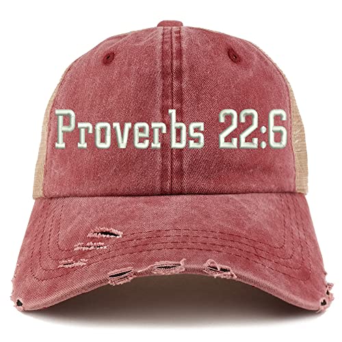 Trendy Apparel Shop Proverbs 22: 6 Frayed Bill Trucker Mesh Back Cap