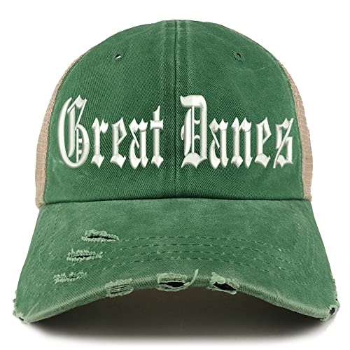 Trendy Apparel Shop Old English Great Danes Frayed Bill Trucker Mesh Back Cap