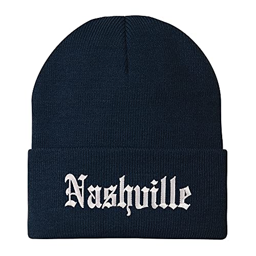Trendy Apparel Shop Nashville Old English Embroidered Long Cuff Beanie