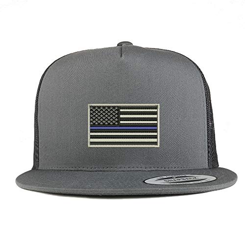Trendy Apparel Shop Flexfit XXL USA TBL Flag Embroidered 5 Panel Flatbill Trucker Mesh Cap