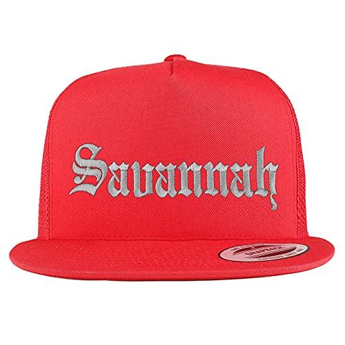 Trendy Apparel Shop Savannah Old English 5 Panel Flatbill Trucker Cap