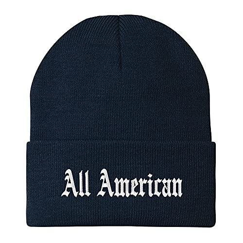 Trendy Apparel Shop All American Old English Embroidered Long Cuff Beanie