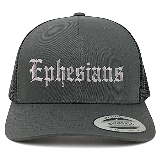 Trendy Apparel Shop Ephesians Old English 6 Panel Trucker Mesh Cap