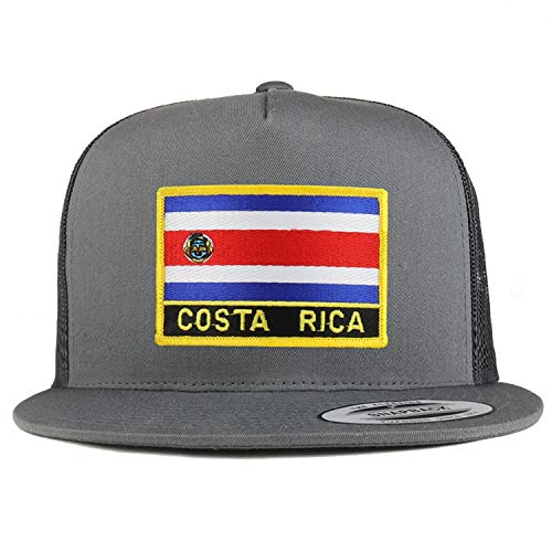 Trendy Apparel Shop Flexfit XXL Costa Rica Flag 5 Panel Flatbill Trucker Mesh Snapback Cap