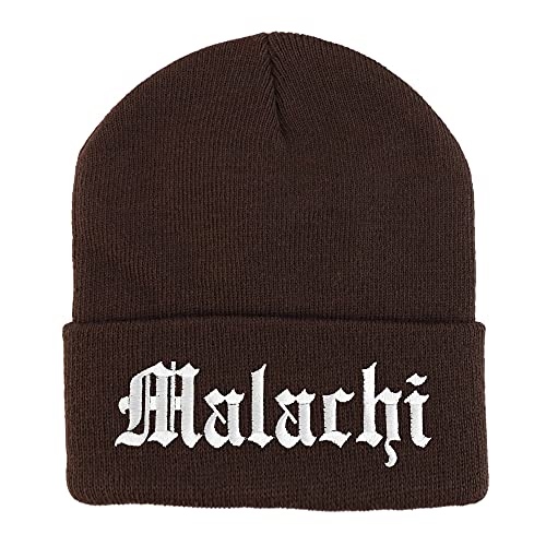Trendy Apparel Shop Malachi Old English Embroidered Long Cuff Beanie