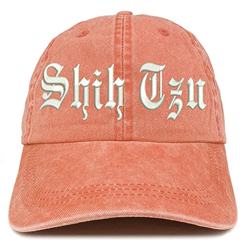 Trendy Apparel Shop Old English Shih Tzu Washed Pigment Dyed Baseball Cap