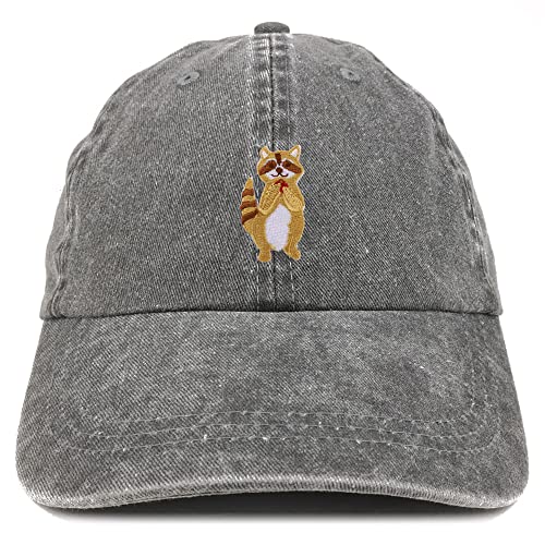 Trendy Apparel Shop Racoon Patch Pigment Dyed Washed Baseball Cap