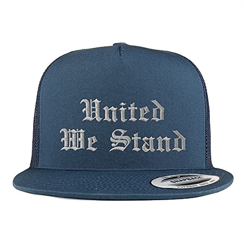 Trendy Apparel Shop United We Stand Old English 5 Panel Flatbill Trucker Cap