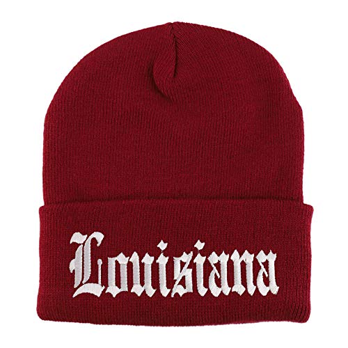 Trendy Apparel Shop Louisuana State Old English Embroidered Long Cuff Beanie