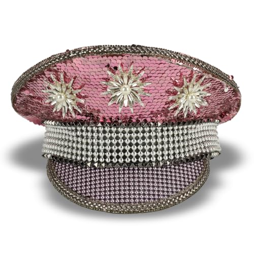Trendy Apparel Shop Festival Party Sparkly Sequin Rhinestone Captain Hat