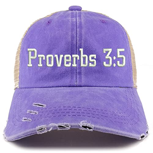 Trendy Apparel Shop Proverbs 3:5 Frayed Bill Trucker Mesh Back Cap