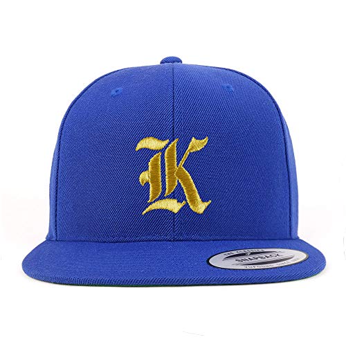 Trendy Apparel Shop Old English Gold K Embroidered Snapback Flatbill Baseball Cap