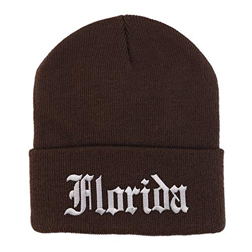 Trendy Apparel Shop Florida State Old English Embroidered Long Cuff Beanie
