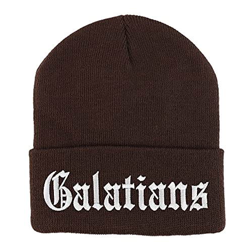 Trendy Apparel Shop Galatians Old English Embroidered Long Cuff Beanie